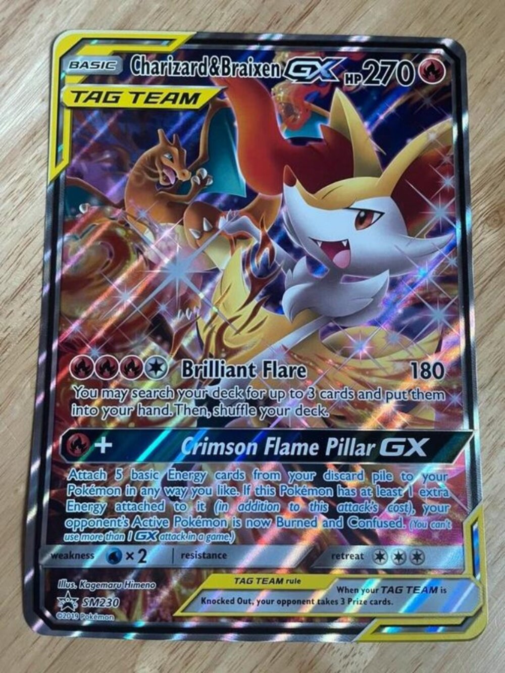 Pokémon Charizard & Braixen GX SM230 Jumbo Oversized Holo Promo Card